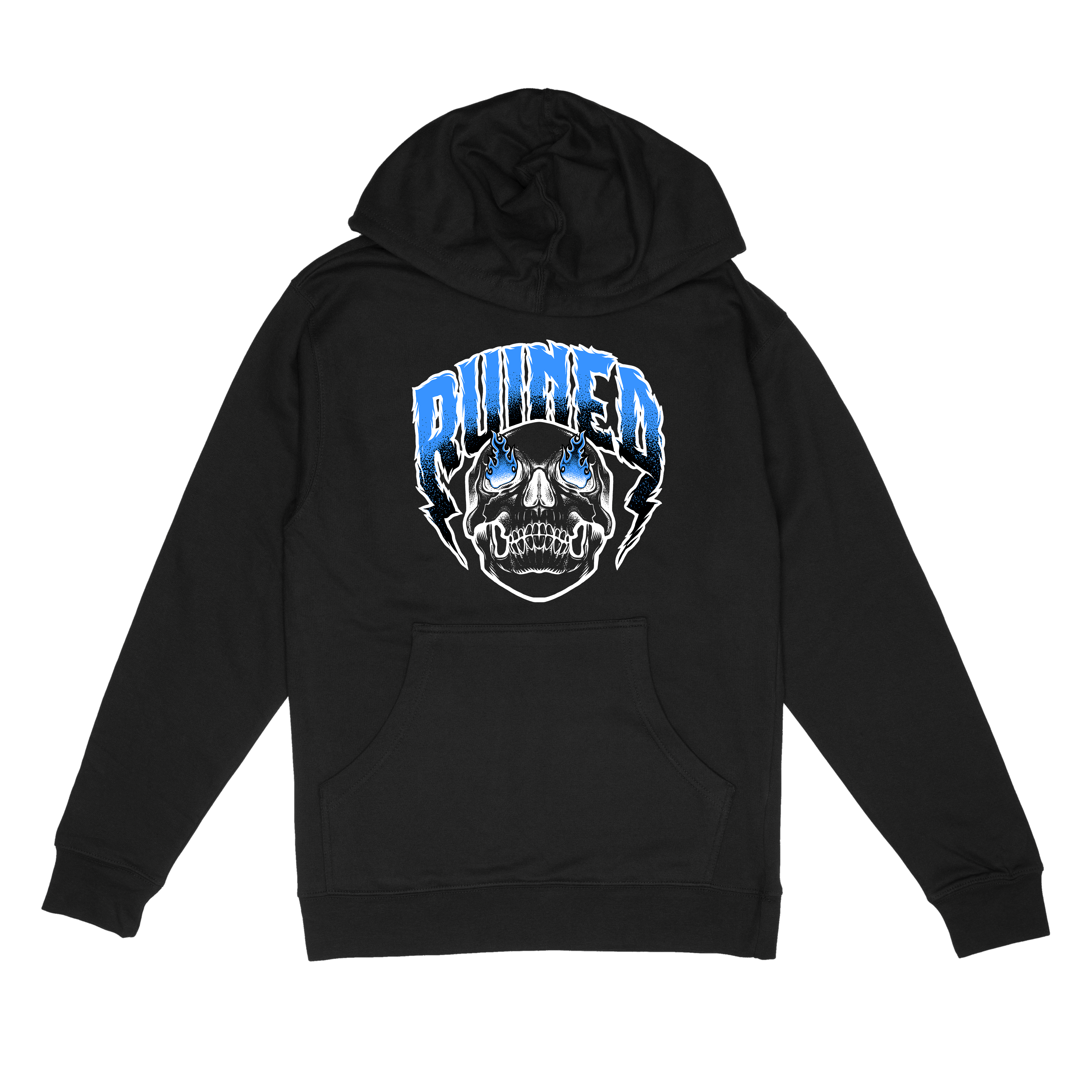 Blue Flame Skull Hoodie Ruined Idols